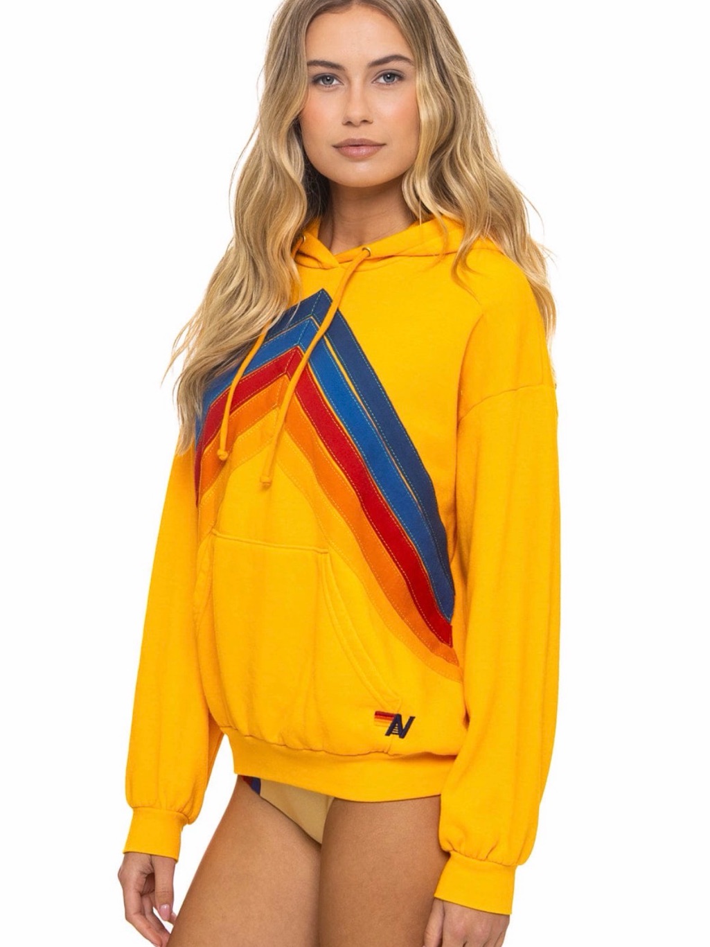 Aviator Nation Mountain Stitch Chevron Pullover Hoodie Relaxed - Gold — image 2 of 6